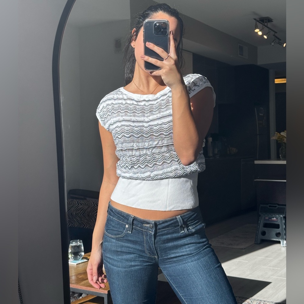 White and Gray Women's Top